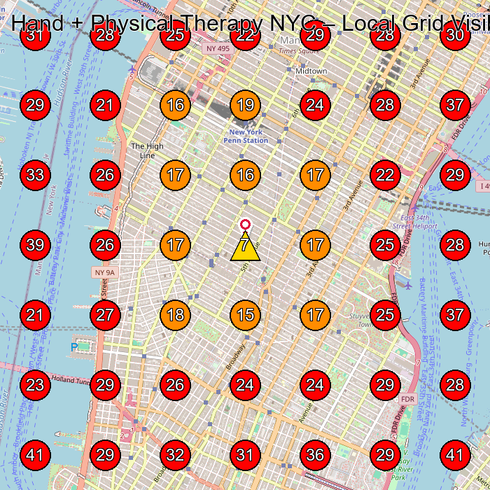 Hand + Physical Therapy NYC GeoGrid visibility map for Occupational Therapist in New York